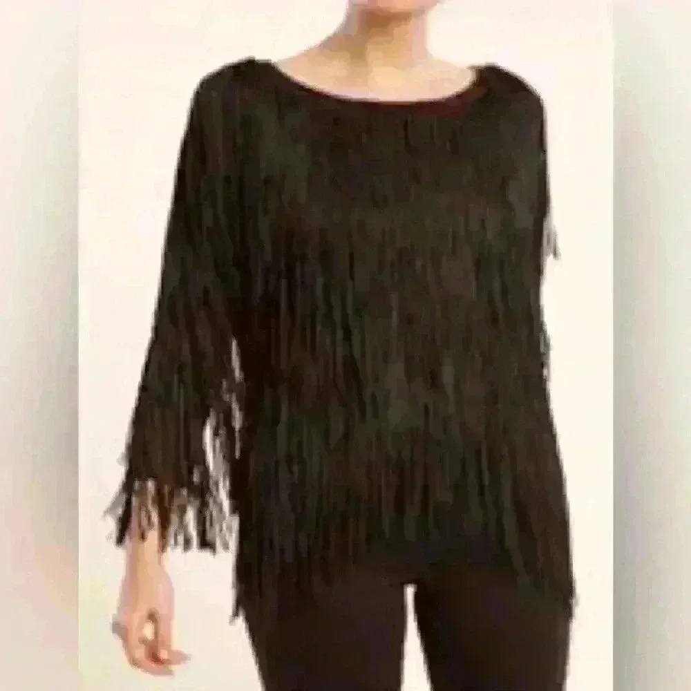Ella Moss Cashmere Blend Fringe Pullover Sweater - Picture 2 of 11